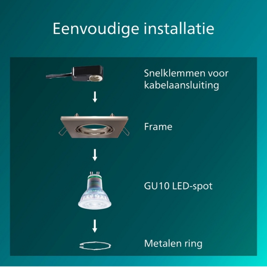 Philips - Indbygningsspot PERIDOT 1xGU10/7W/230V sølv