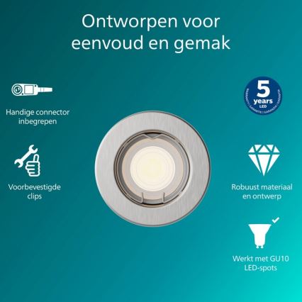 Philips - Indbygningsspot PERIDOT 1xGU10/7W/230V sølv