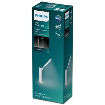 Philips - LED bordlampe m. touch-funktion dæmpbar AMBER LED/5W/5V 1800 mAh hvid