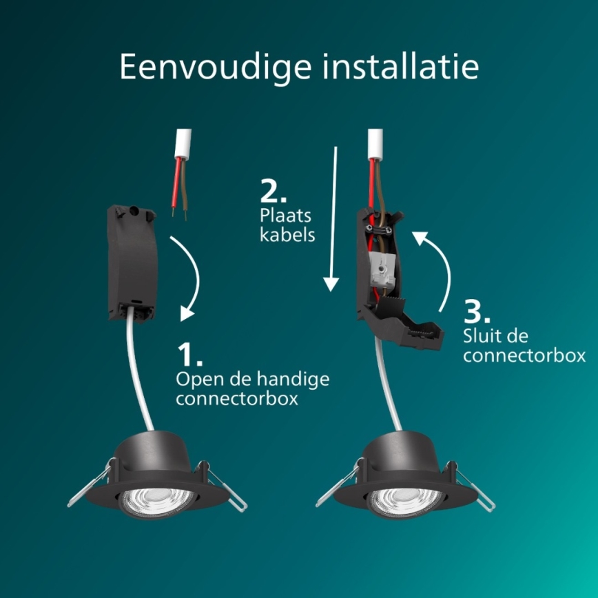Philips - dæmpbar LED-indbygningsspot CILANTRO LED/5W/230V 2700K sort