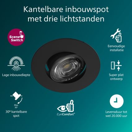 Philips - LED-dæmpbar indbygningsspot CILANTRO LED/5W/230V 4000K sort