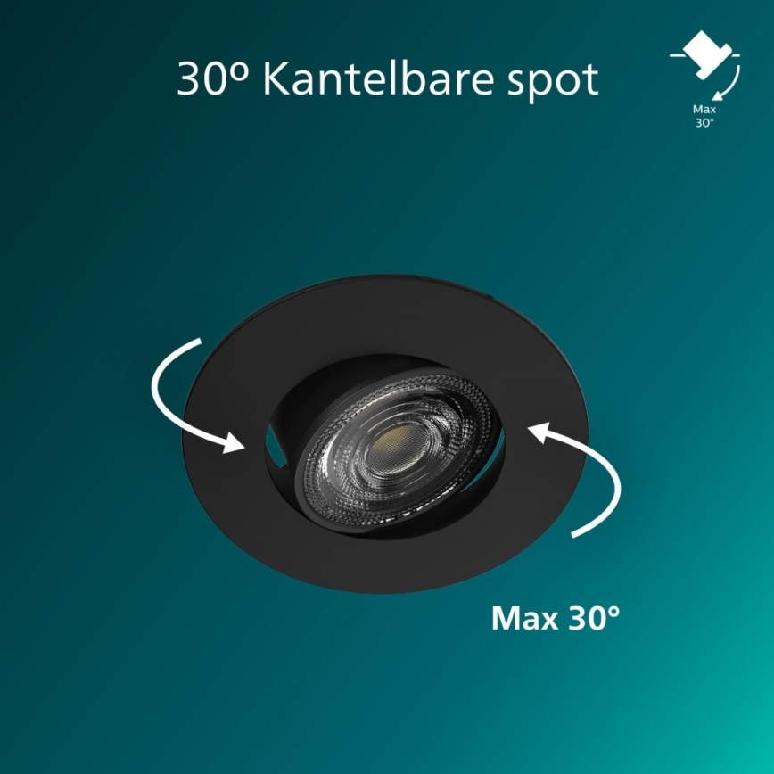 Philips - LED-dæmpbar indbygningsspot CILANTRO LED/5W/230V 4000K sort