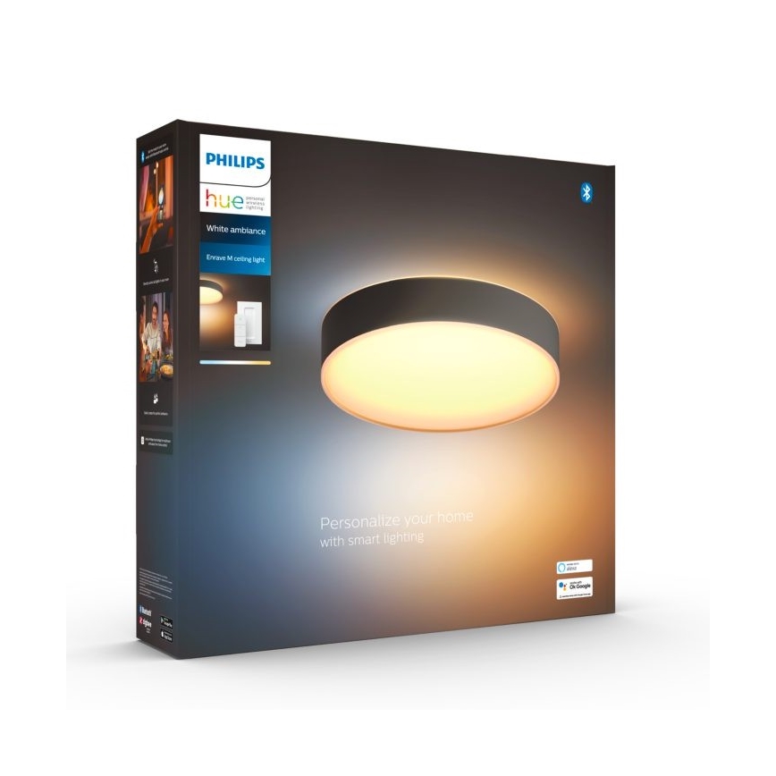 Philips - Dæmpbar Hue LED-loftlampe/19,2 W/230 V 2200–6500 K Ø 381 mm sort + fjernbetjening