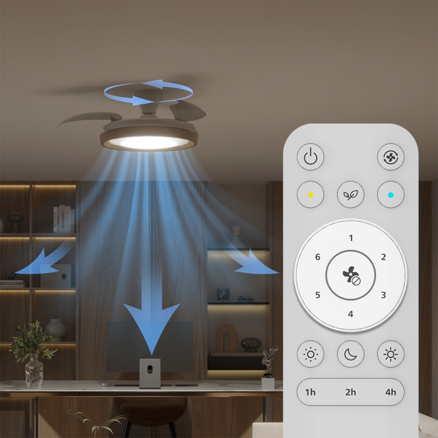 Philips - Dæmpbar LED-loftlampe med ventilator BLISS LED/35W/230V brun + fjernbetjening