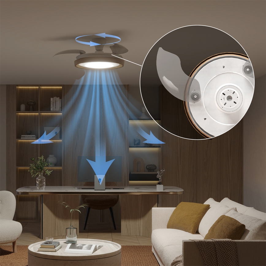 Philips - Dæmpbar LED-loftlampe med ventilator BLISS LED/35W/230V brun + fjernbetjening