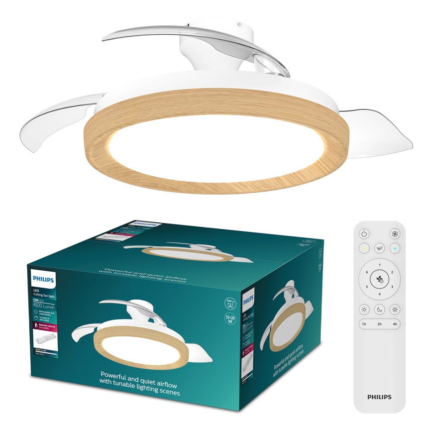 Philips - Dæmpbar LED-loftlampe med ventilator BLISS LED/35W/230V brun + fjernbetjening