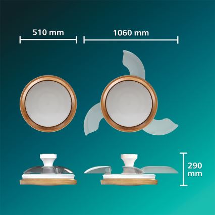 Philips - Dæmpbar LED-loftlampe med ventilator BLISS LED/35W/230V brun + fjernbetjening