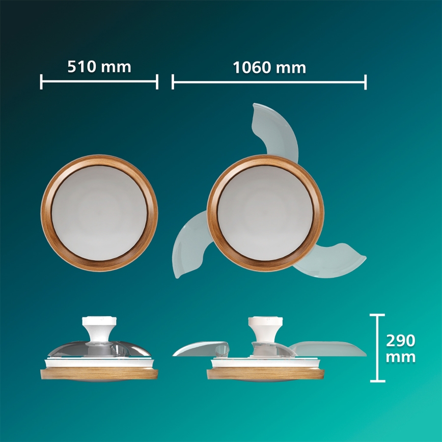 Philips - Dæmpbar LED-loftlampe med ventilator BLISS LED/35W/230V brun + fjernbetjening