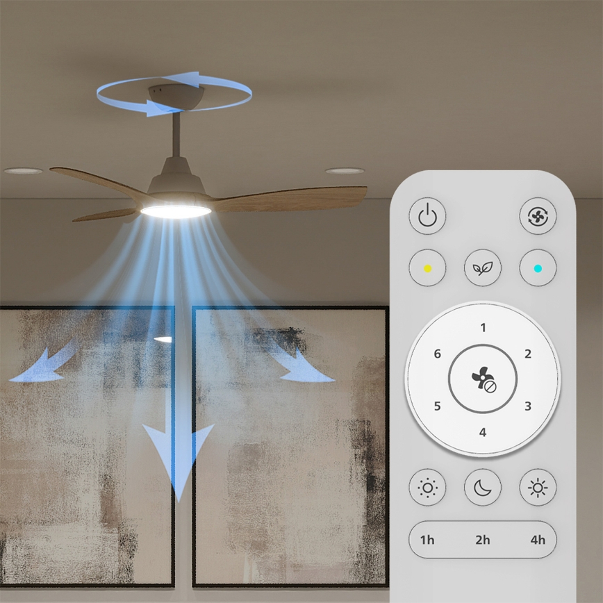 Philips - dæmpbar LED-loftventilator OLAS LED/24W/230V Ø 106 cm hvid/brun + fjernbetjening