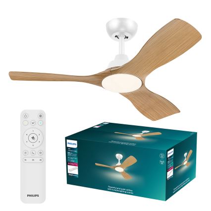 Philips - dæmpbar LED-loftventilator OLAS LED/24W/230V Ø 106 cm hvid/brun + fjernbetjening