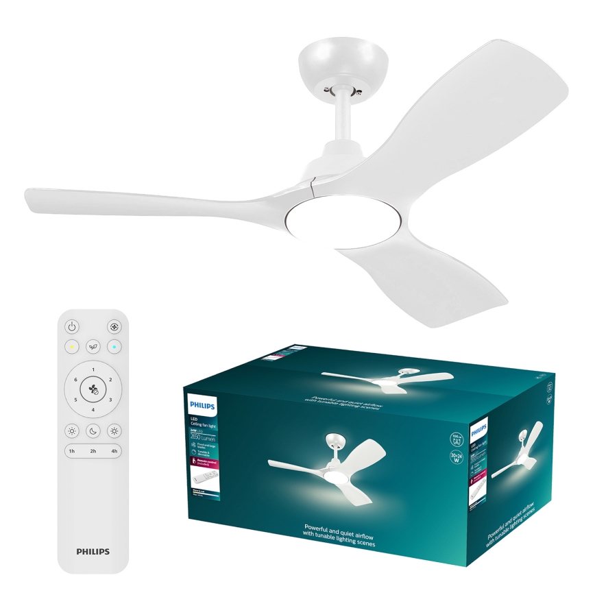 Philips - LED dæmpbar loftventilator OLAS LED/24W/230V Ø 106 cm hvid + fjernbetjening