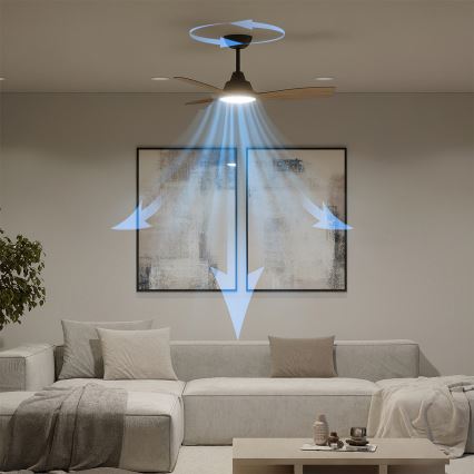 Philips - Dæmpbar LED-loftventilator OLAS LED/24W/230V Ø 106 cm sort/brun + fjernbetjening