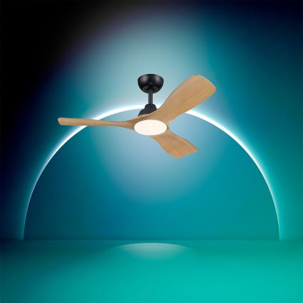 Philips - Dæmpbar LED-loftventilator OLAS LED/24W/230V Ø 106 cm sort/brun + fjernbetjening