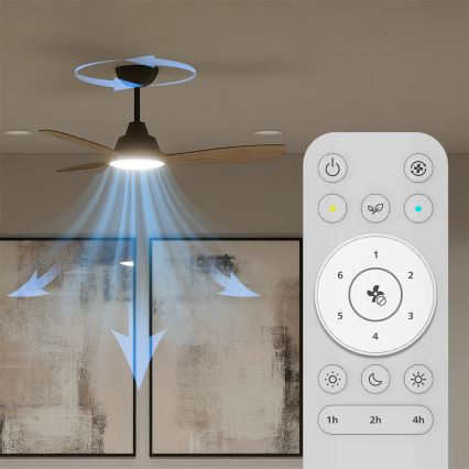 Philips - Dæmpbar LED-loftventilator OLAS LED/24W/230V Ø 106 cm sort/brun + fjernbetjening