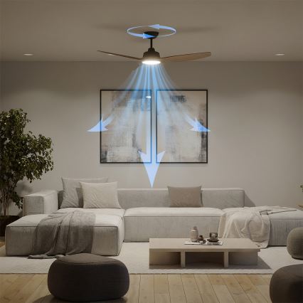 Philips - LED-dæmpbar loftventilator OLAS LED/24W/230V Ø 132 cm sort/brun + fjernbetjening