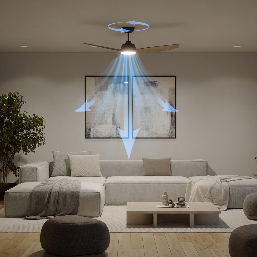 Philips - LED-dæmpbar loftventilator OLAS LED/24W/230V Ø 132 cm sort/brun + fjernbetjening