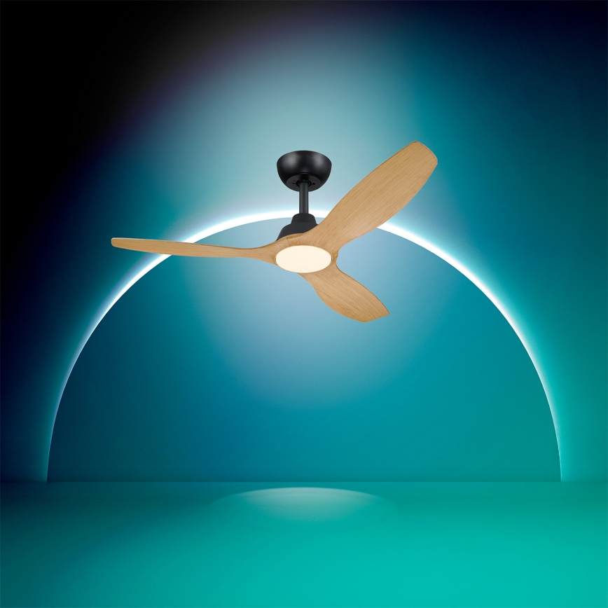 Philips - LED-dæmpbar loftventilator OLAS LED/24W/230V Ø 132 cm sort/brun + fjernbetjening