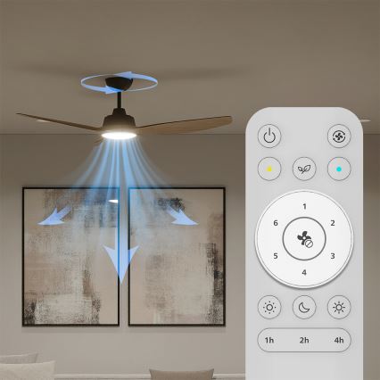 Philips - LED-dæmpbar loftventilator OLAS LED/24W/230V Ø 132 cm sort/brun + fjernbetjening