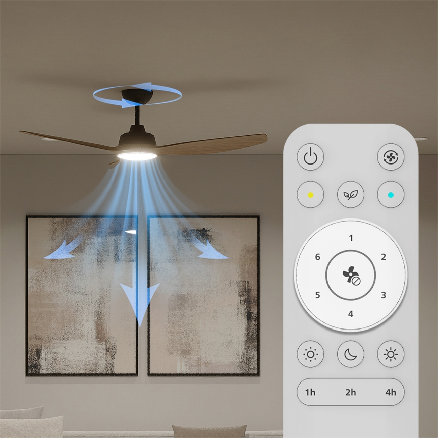 Philips - LED-dæmpbar loftventilator OLAS LED/24W/230V Ø 132 cm sort/brun + fjernbetjening