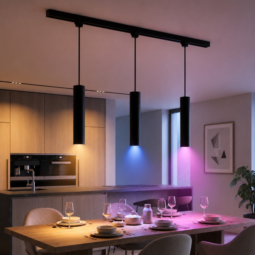 Philips - LED RGBW Dæmpbar pendel på wire i skinnesystemet EASYLINK HUE 3xGU10/4,7W/230V 2200-6500K 1m sort + Hue bridge