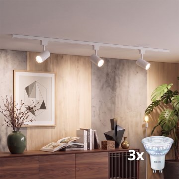 Philips - LED-dæmpbar spot til EASYLINK-skinne, 3x GU10/7W/230V, 1 m, hvid