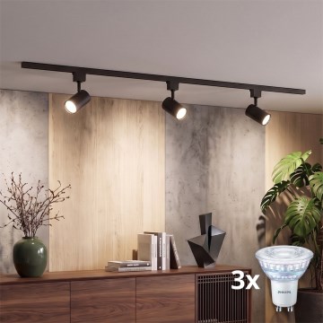 Philips - LED-dæmpbar spot til skinnesystem EASYLINK 3xGU10/7W/230V 2200-2700K 1m sort