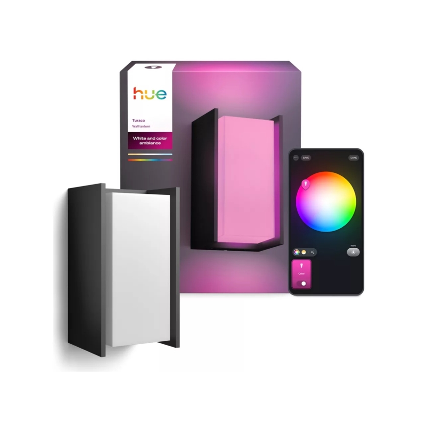 Philips - LED-dæmpbar udendørs væglampe Hue TURACO White And Color Ambiance 1xE27/8,1W/230V 1000-20000K