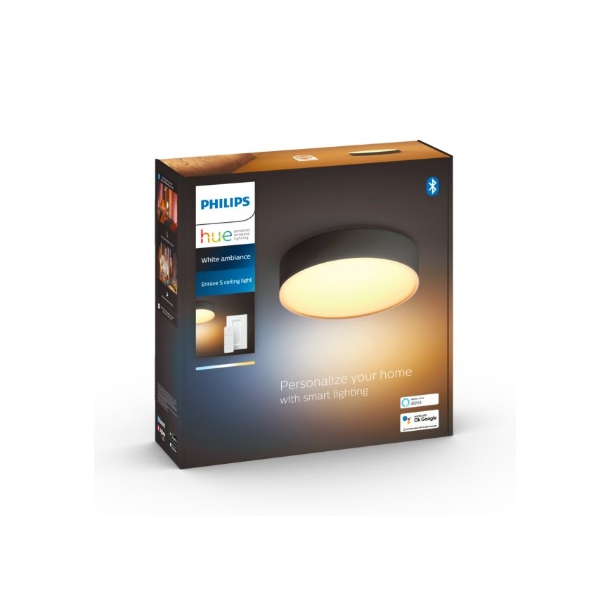 Philips - LED loftlampe dæmpbar Hue LED/9,6W/230V 2200-6500K diameter 261 mm sort + fjernbetjening
