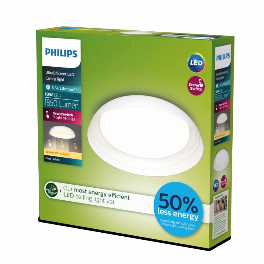 Philips - LED loftlampe dæmpbar FLETA SCENE SWITCH LED/10W/230V 2700K hvid