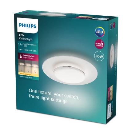 Philips- LED loftlampe dæmpbar SCENE SWITCH LED/30W/230V 2700K sølvfarvet