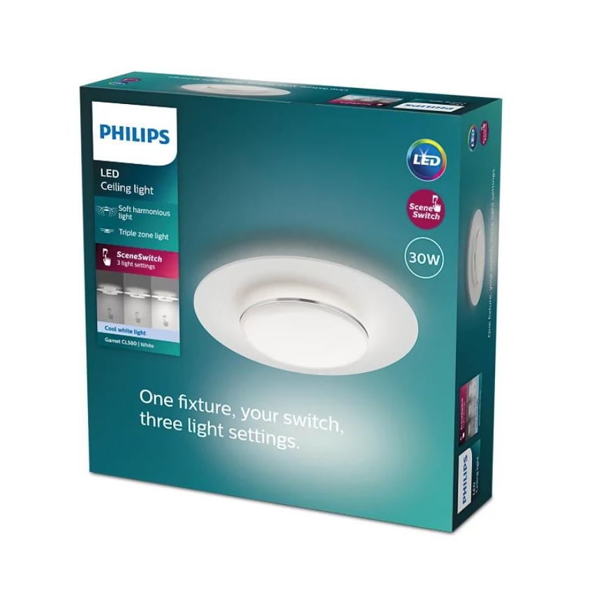 Philips- LED loftlampe dæmpbar SCENE SWITCH LED/30W/230V 4000K sølvfarvet