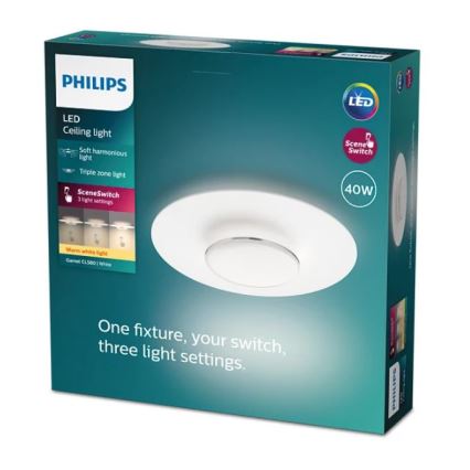 Philips- LED loftlampe dæmpbar SCENE SWITCH LED/40W/230V 2700K sølvfarvet