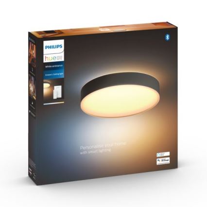 Philips - LED loftlampe dæmpbar Hue LED/33,5W/230V 2200-6500K diameter 425 mm sort + fjernbetjening