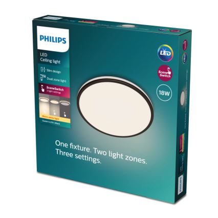 Philips - LED loftlampe dæmpbar SCENE SWITCH LED/18W/230V diameter 30 cm 2700K sort