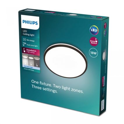 Philips - LED loftlampe dæmpbar SCENE SWITCH LED/18W/230V diameter 30 cm 4000K sort