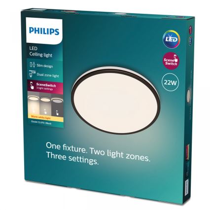 Philips - LED loftlampe dæmpbar SCENE SWITCH LED/22W/230V diameter 40 cm 2700K sort