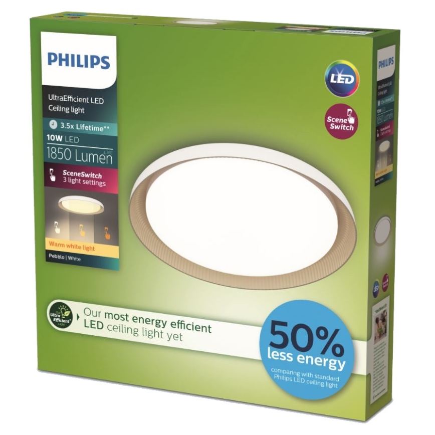 Philips - LED loftlampe dæmpbar PEBBLO SCENE SWITCH LED/10W/230V 2700K hvid