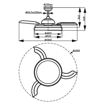 Philips - LED loftlampe med ventilator LED/35W/230V 5500/4000/2700K + fjernbetjening guldfarvet