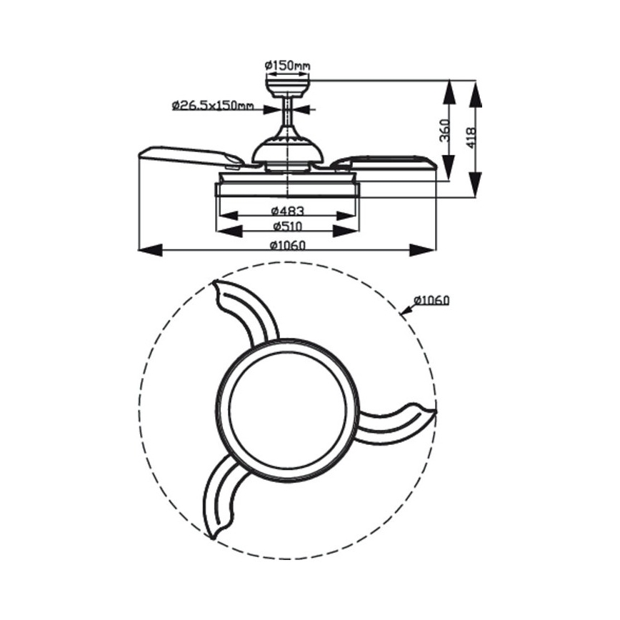 Philips - LED loftlampe med ventilator LED/35W/230V 5500/4000/2700K + fjernbetjening guldfarvet