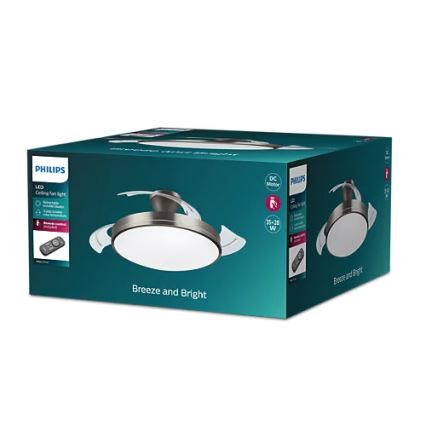 Philips - LED loftlampe med ventilator BLISS LED/35W/230V 5500/4000/2700K nikkel + fjernbetjening