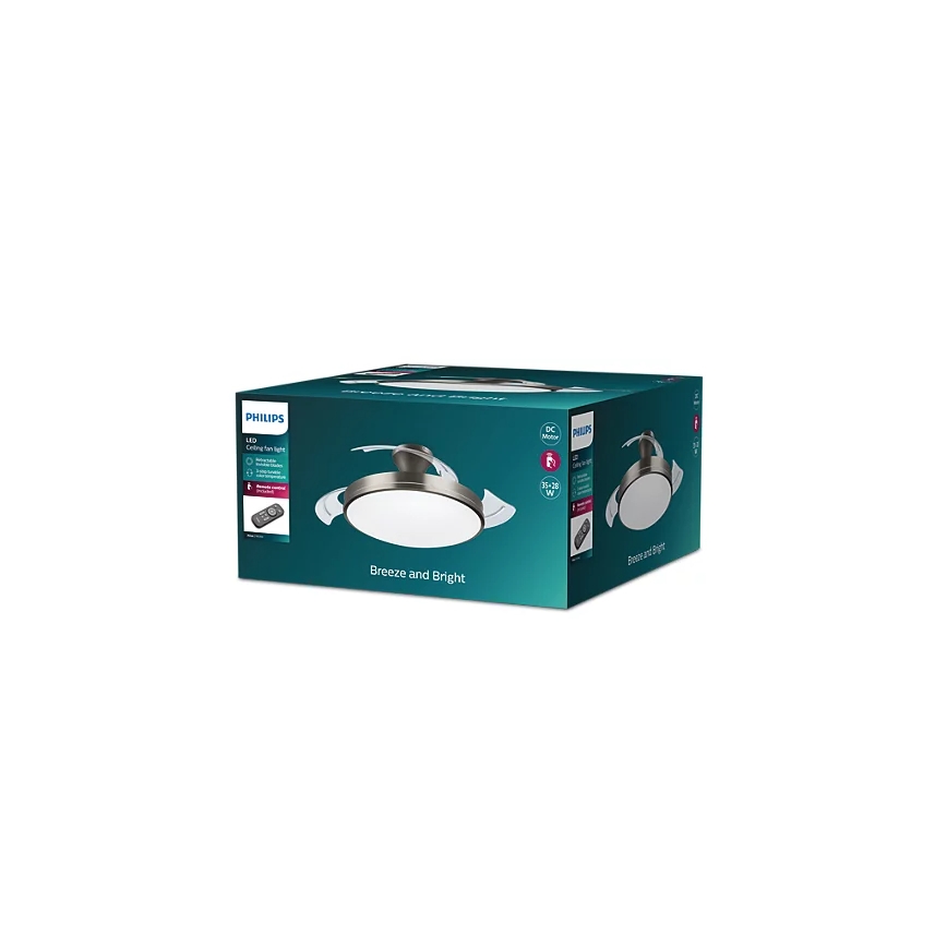 Philips - LED loftlampe med ventilator BLISS LED/35W/230V 5500/4000/2700K nikkel + fjernbetjening
