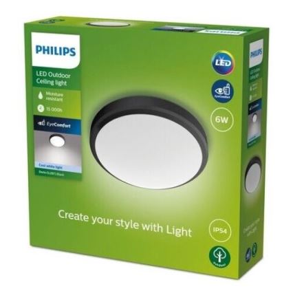 Philips - LED loftlampe til badeværelse LED/6W/230V 4000K IP54 sort