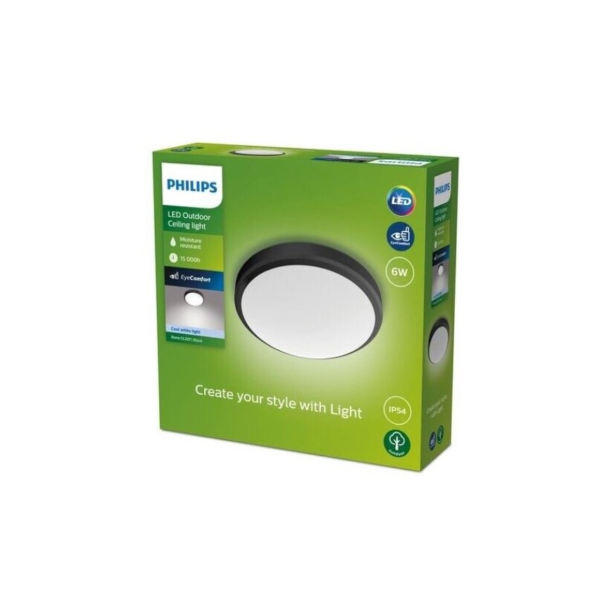Philips - LED loftlampe til badeværelse LED/6W/230V 4000K IP54 sort