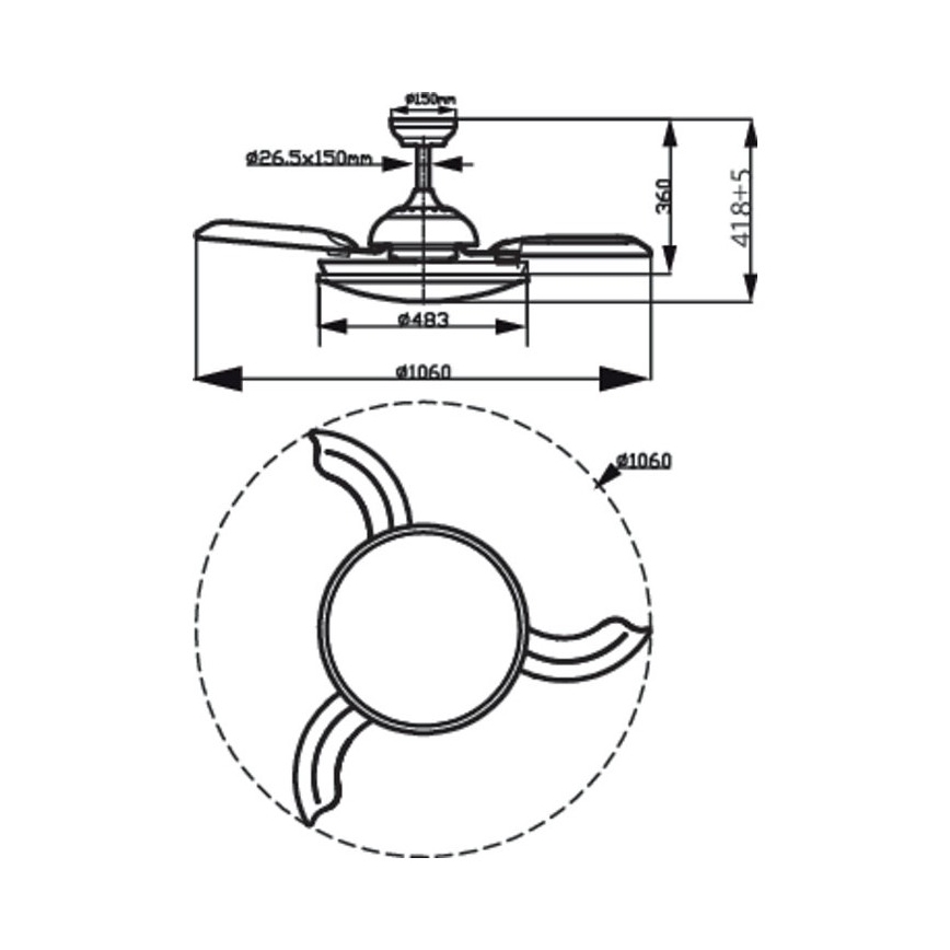 Philips - LED loftventilator LED/35W/230V 5500/4000/3000K + fjernbetjening