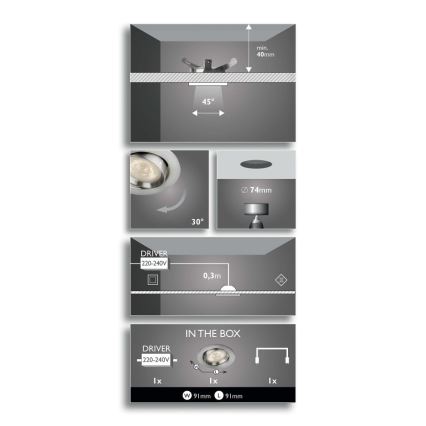 Philips 59031/17/P0 - LED Nedblænding af loftbelysning ELLIPSE LED/4,5W/230V