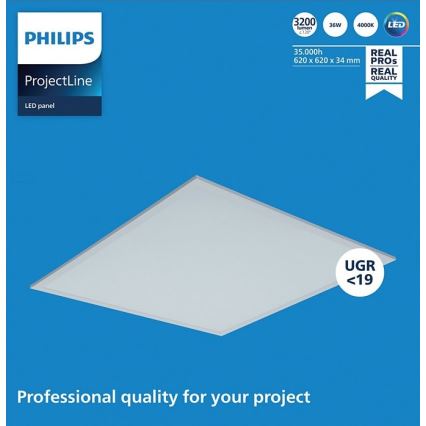 Philips - LED-panel til nedhængt loft PROJECTLINE LED/36W/230V 62x62 cm