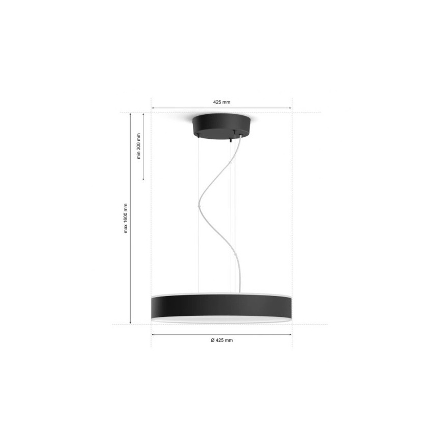 Philips - LED pendel dæmpbar Hue LED/33,5W/230V 2200-6500K sort + fjernbetjening