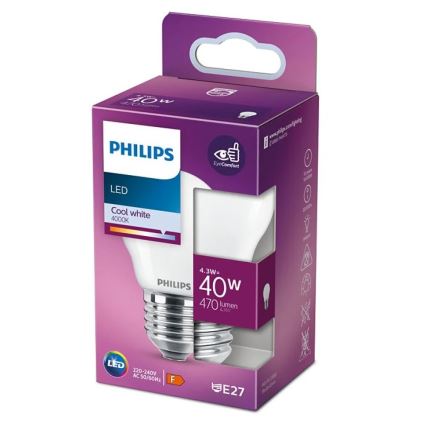 LED-pære Philips P45 E27/4,3W/230V 4000K