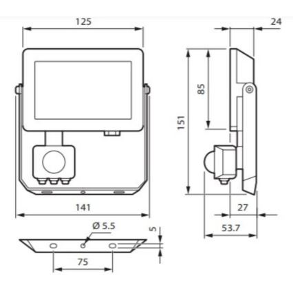 Philips - LED-reflektor med bevægelsessensor DECOFLOOD LED/20W/230V IP65