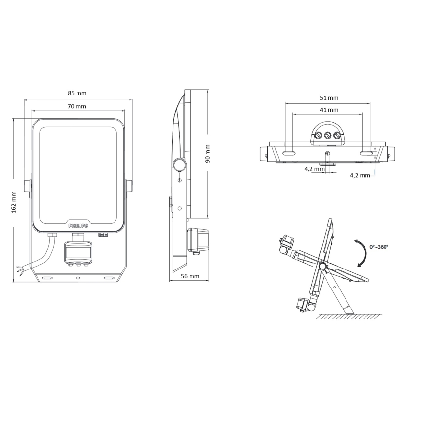 Philips - LED-reflektor med bevægelses- og skumringssensor LEDINAIRE ALL-IN LED/10W/230V 3000/4000/6500K IP65